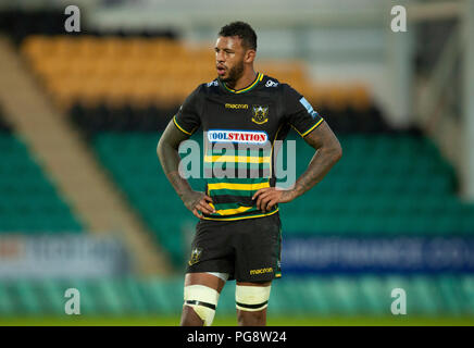 Northampton, Großbritannien. 24. August 2018. Courtney Lawes von Northampton Heiligen während der Vor Saisonbeginn freundliches Spiel zwischen Northampton Saints und Glasgow Krieger am Franklin's Gardens. Credit: atsportphoto/Alamy leben Nachrichten Stockfoto