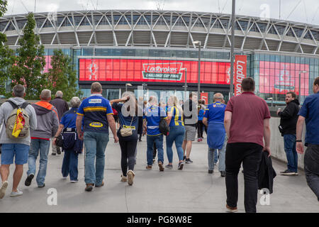 Wembley Stadion, London, UK. Samstag, 25. August 2018 - Die 117 Inszenierung der Ladbrokes Challenge Cup Rugby League Finale im Wembley Stadium zwischen Warrington Wölfe (die Leitung) und Katalanisch Drachen. Beide Mannschaften spielen in der Super League Credit: John Hopkins/Alamy leben Nachrichten Stockfoto