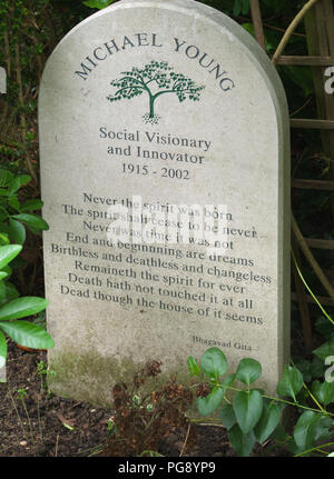 Grab stein in Highgate Friedhof, London. Stockfoto