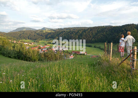 Panoramablick über Missen-Wilhams, Allgäu, Bayern, Deutschland Stockfoto