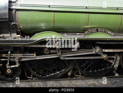 Flying Scotsman Dampflokomotive Fahrwerk auf dem Osten lancashire Eisenbahn in lancashire uk Stockfoto