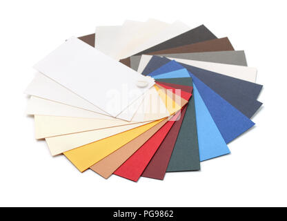 Fan von Cardstock Papierproben isoliert auf weiss Stockfoto