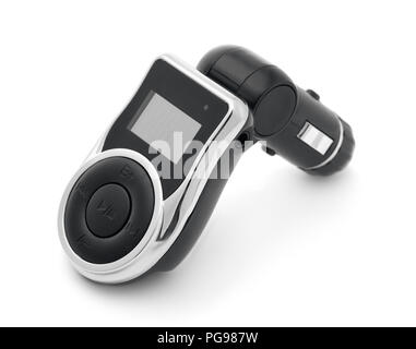 Auto MP3-Player mit Fm-Transmitter, isoliert auf weiss Stockfoto