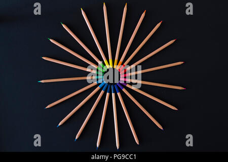 Bleistift farbigen Kreis für die Schule auf der Tafel Stockfoto