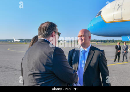 Us-Staatssekretär Michael R. Pompeo fährt Helsinki, Finnland am 16. Juli 2018. Stockfoto