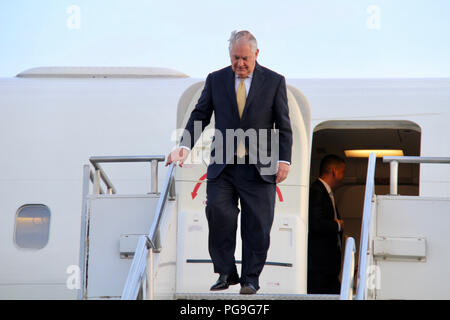 Us-Staatssekretär Rex Tillerson deplanes in Bole International Airport in Addis Abeba, Äthiopien am 7. März 2018. Stockfoto