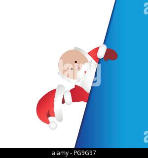 Santa Claus in roter Kleidung winkt blau weiß hintergrund Vektor-illustration EPS 10. Stock Vektor