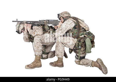 Marines schiessen mit Maschinengewehr studio Shoot Stockfoto