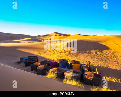 Bedouin Village in der Sahara Stockfoto