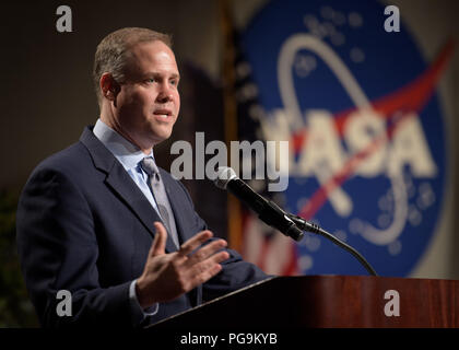 NASA-Administrator Jim Bridenstine liefert Erläuterungen während der 2018 Agentur Ehre Preisverleihung, Donnerstag, August 2, 2018 im Johnson Space Center der NASA in Houston, Texas. Stockfoto