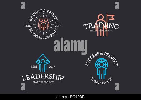 Satz von Retro Vintage Humanressourcen, Teamarbeit, Kundensupport, Unternehmen Sicherheit, Erfolg logo oder Abzeichen, Embleme, Etiketten und Abzeichen und andere branding Objekte. Vektor Linienstil Stock Vektor