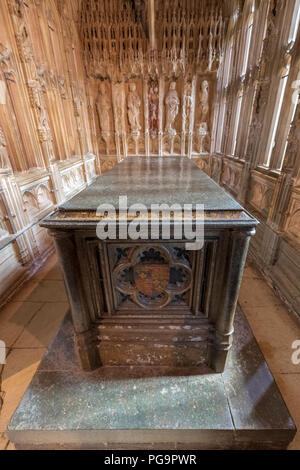 Das Grab von Prinz Arthur, ältester Sohn von Heinrich VII. Im chantry in der Worcester Cathedral, England Stockfoto