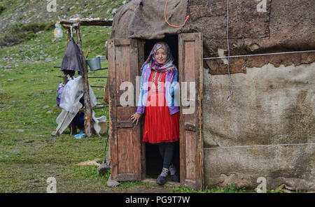 Traditionelle kirgisische Nomaden leben, Alay, Kirgisistan Stockfoto