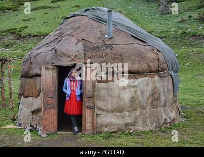 Traditionelle kirgisische Nomaden leben, Alay, Kirgisistan Stockfoto