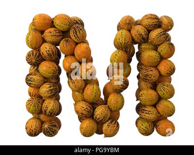M Schreiben von Melonen gefüllt. realistische 3D-Darstellung Stockfoto