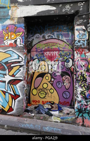 Hosier Lane, berühmten Gasse Straße Kunst (Graffiti) von Melbourne Stockfoto