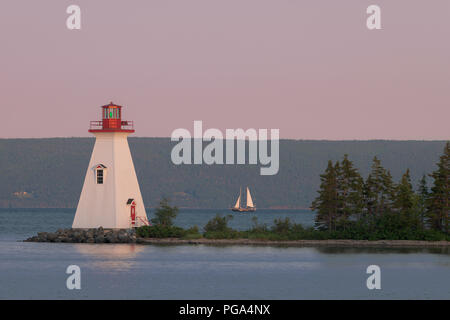 Die kidston Island Lighthouse in Baddeck, Nova Scotia Stockfoto