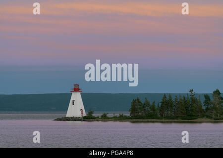 Die kidston Island Lighthouse in Baddeck, Nova Scotia Stockfoto