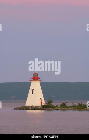 Die kidston Island Lighthouse in Baddeck, Nova Scotia Stockfoto