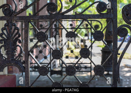 Alten schmiedeeisernen dekorative Geländer im historischen Teil von Schenectady, New York, USA Stockfoto