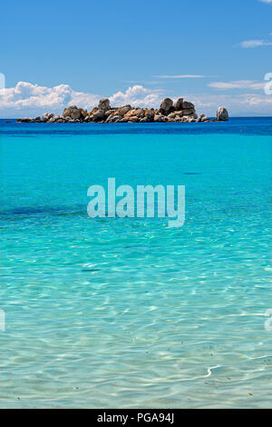 Palombaggia Strand mit türkisblauen Meer, Porto Vecchio, Corse-du-Sud Abteilung, Korsika, Frankreich Stockfoto