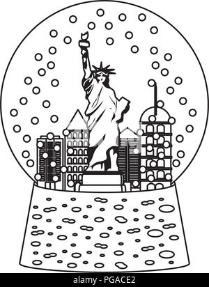 Die Statue Liberty in Snow Ball Glas Stock Vektor