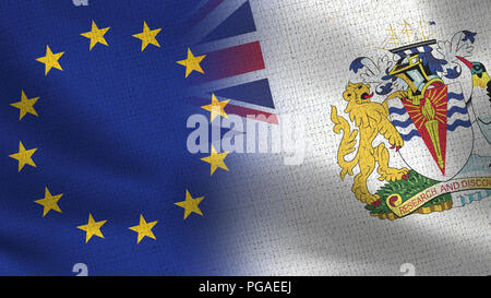 Europäische Union und British Antarctic Territory Flags - zwei Flags zusammen - EU Stockfoto