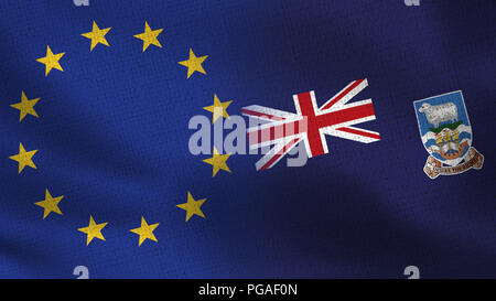 Die Europäische Union und die Falkland Inseln Fahnen - zwei Flags zusammen - EU Stockfoto
