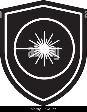 Symbol der Laserstrahlung Schild. Verteidigung, Schutz oder Sicherheit Symbol, Zeichen Stock Vektor