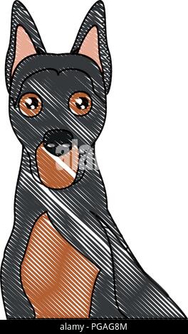 Süße Dobermann hund Symbol auf weißem Hintergrund, Vector Illustration Stock Vektor