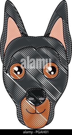 Süße Dobermann hund Symbol auf weißem Hintergrund, Vector Illustration Stock Vektor