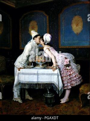 Auguste Toulmouche-Le baiser. Stockfoto