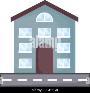 Modernes Haus und Straße über weißer Hintergrund, Vektor, Abbildung Stock Vektor