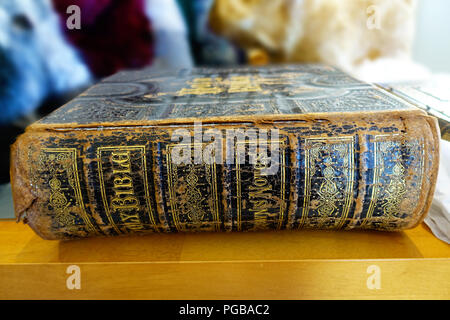 Antik Leder Bibel Stockfoto