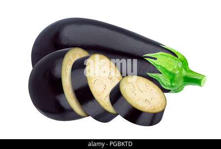 Aubergine isoliert auf weißem Hintergrund mit Beschneidungspfad Stockfoto