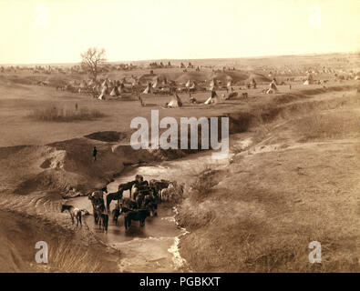 Villa von brule die große feindliche Indianerlager auf dem Fluss Brule in der Nähe von Pine Ridge, S.D 1891 Stockfoto