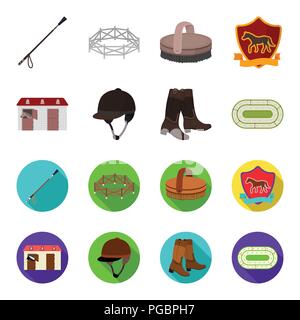 Stiefel, Gras, Stadion, Track, Rest. Hippodrom und Pferd Sammlung Icons im Cartoon, flacher Stil vektor Symbol lieferbar Abbildung. Stock Vektor