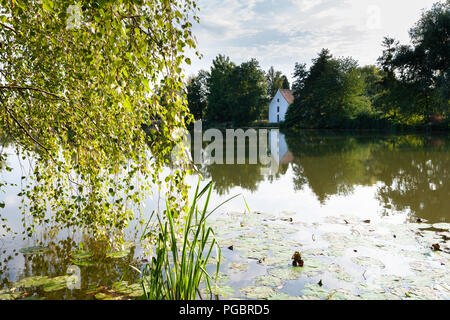 Mühle am See mit einer idyllischen Landschaft in der Nähe von Landschaft Stockfoto