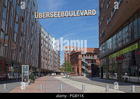 Ueberseeboulevard, HafenCity, HafenCity (Hafen City), Hamburg, Deutschland Stockfoto