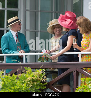 Henley auf Themse, ENGLAND, 05.07.2015, Henley Royal Regatta, Veranda, Balkon, Pavillon, Phyllis Gericht Club, © Peter SPURRIER Stockfoto