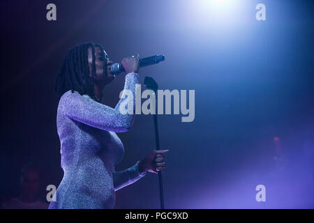 Norwegen, Bergen - 16. Juni 2018. Der amerikanische Sänger und Songwriter Kelela führt ein Live Konzert während der norwegischen Musik Festival Bergenfest 2018 in Bergen. (Foto: Gonzales Foto - Jarle H. Moe). Stockfoto