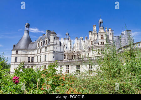 Le Château de Chambord est un Château français situé dans la Commune de Chambord. Architektur extraordinaire imaginée pour la Gloire de François I Stockfoto