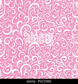 Hochzeit abstrakte nahtlose Muster. Vektor hand Locken auf einem rosa Hintergrund dargestellt. Stock Vektor