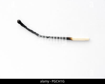 Der hölzerne Match verbrannt. Stockfoto