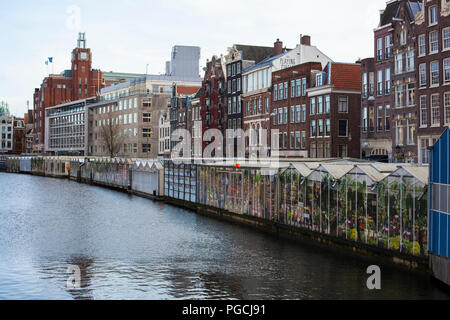 Berühmten Blumenmarkt auf dem Wasser in Amsterdam Stockfoto