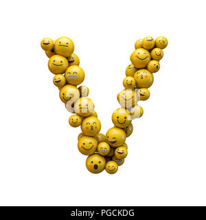 Buchstabe V Emoji-zeichen Font. 3D-Rendering Stockfoto