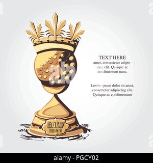 Golden Trophy Golf Turnier Vector Illustration Design Stock Vektor