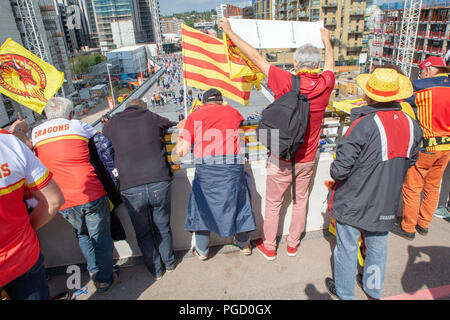 Wembley Stadion, London, UK. Samstag, 25. August 2018 - Die 117 Inszenierung der Ladbrokes Challenge Cup Rugby League Finale im Wembley Stadium zwischen Warrington Wölfe (die Leitung) und Katalanisch Drachen. Beide Mannschaften spielen in der Super League Credit: John Hopkins/Alamy leben Nachrichten Stockfoto