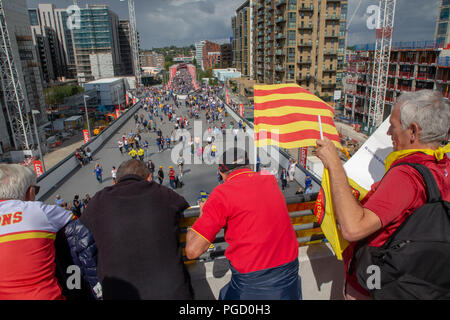 Wembley Stadion, London, UK. Samstag, 25. August 2018 - Die 117 Inszenierung der Ladbrokes Challenge Cup Rugby League Finale im Wembley Stadium zwischen Warrington Wölfe (die Leitung) und Katalanisch Drachen. Beide Mannschaften spielen in der Super League Credit: John Hopkins/Alamy leben Nachrichten Stockfoto