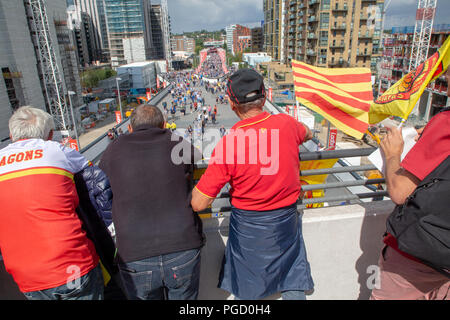 Wembley Stadion, London, UK. Samstag, 25. August 2018 - Die 117 Inszenierung der Ladbrokes Challenge Cup Rugby League Finale im Wembley Stadium zwischen Warrington Wölfe (die Leitung) und Katalanisch Drachen. Beide Mannschaften spielen in der Super League Credit: John Hopkins/Alamy leben Nachrichten Stockfoto